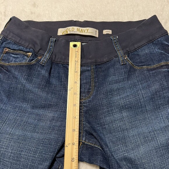 Old Navy Womens Maternity Blue Denim Capri Pants Stretch Low Rise Size Medium - Picture 10 of 11